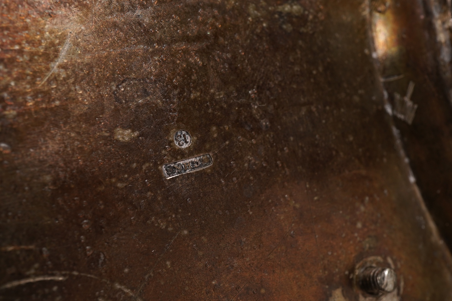 A pair of late 18th/early 19th century German white metal candlesticks, maker's mark W.C.H & S